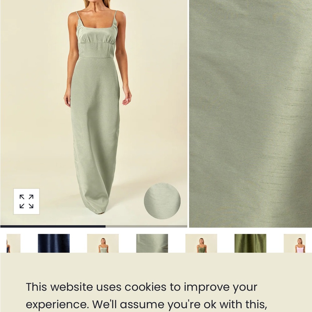 Lula Kate Jane Bodice with Straight Skirt Long in Sage Shantung fabric